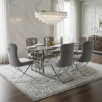 Morocco Lux Silver Table with Anah Velvet Ring Chairs