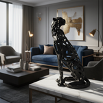 Openwork Cheetah Sculpture in Luxury Interior