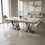 Palazzo Marble Dining Table - Silver Finish
