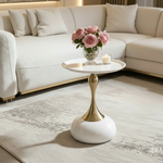 Pure White & Gold Side Table
