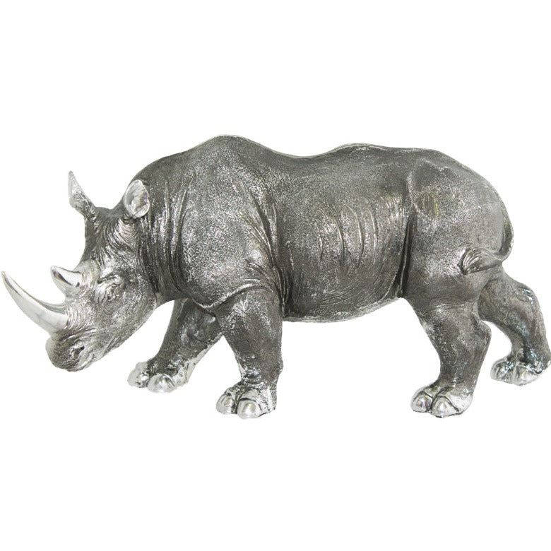 Silver Rhino Sculpture (36 cm)