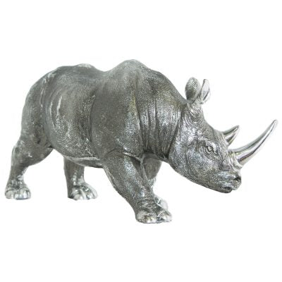 Silver Rhino Sculpture (36 cm)