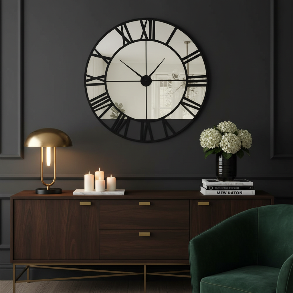 Roman Clock Mirror in Luxury Setting