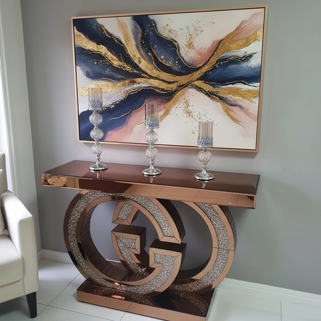 Rose gold console with artwork only