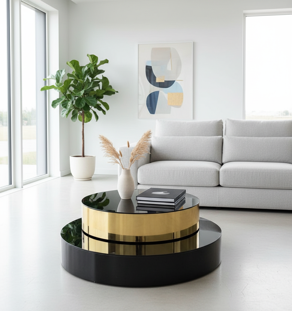 Rotating Coffee Table Contemporary Setting