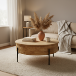 Round Wood Coffee Table – Lifestyle Setting