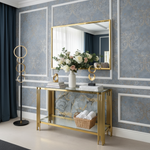 Shiny gold console with elegant background