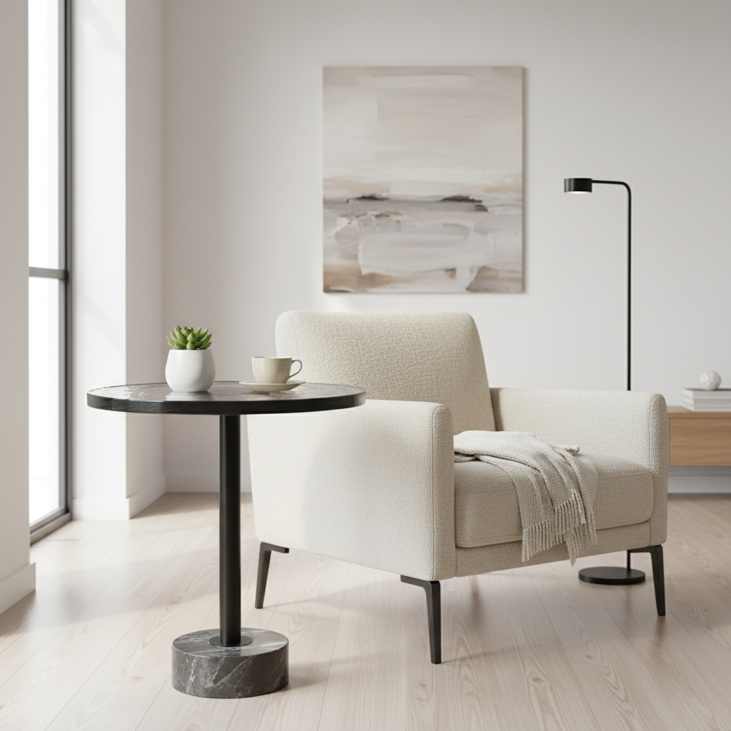 Side table in modern setting