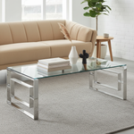 Silver coffee table in different contemporary setting