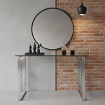Silver console table in urban contemporary setting