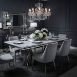 Silver Fan Base Dining Table in Luxury Setting