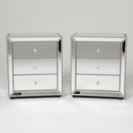 Silver Studded Mirror Pedestal Set of 2