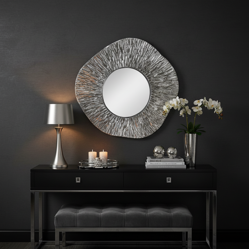 Silver Sunburst Mirror in Luxury Setting