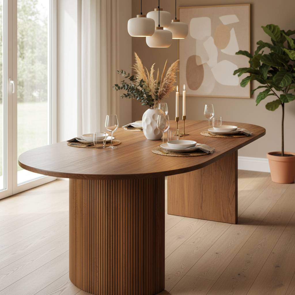 Solid mango wood dining table in beautiful setting