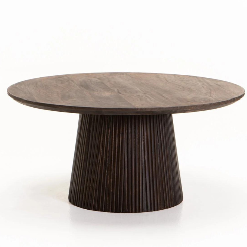 Solid Mango Wood round coffee table (Available in Dark Brown or Light Brown)