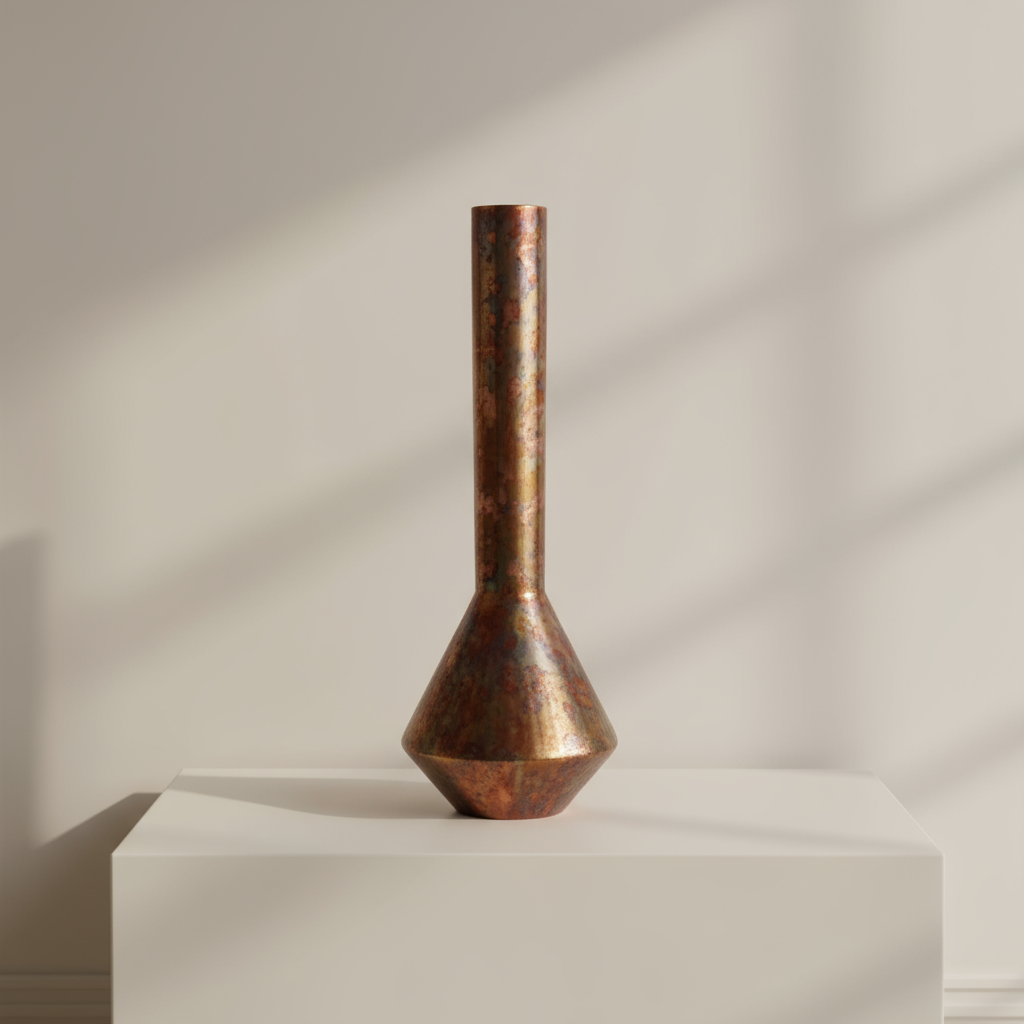 Tall cylindrical vase in neutral setting