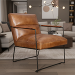 Tan Leather Chair Close-Up in Beautiful Setting