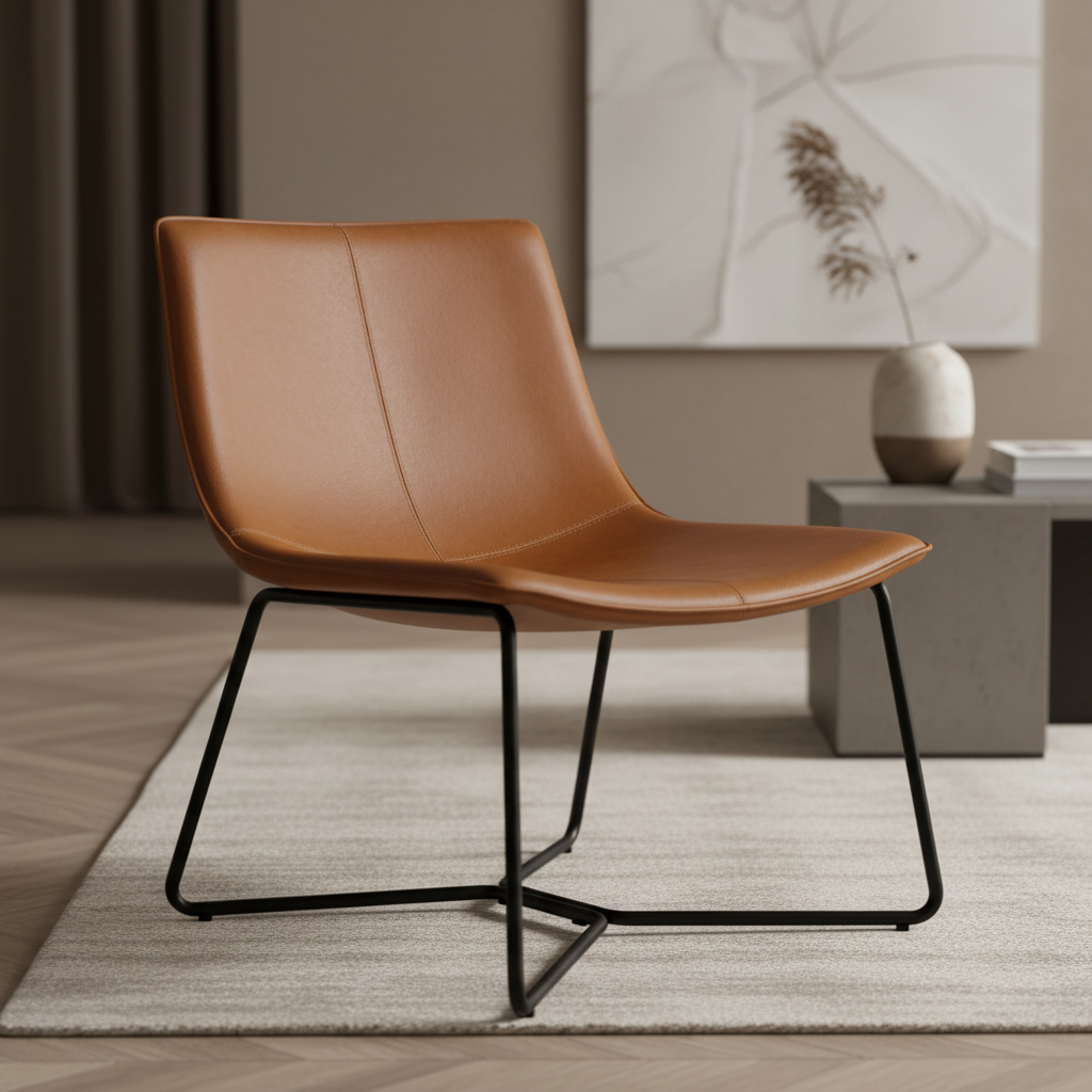 Tan Leather Chair Close-Up in Beautiful Setting