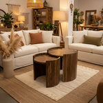 Sunburst Teak Wood Side Table Set (54/44 cm)