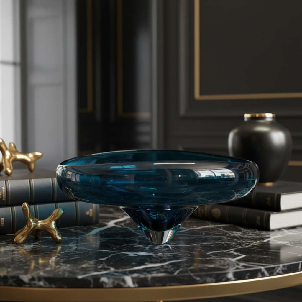 Turquoise glass ornament in luxury setting