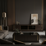 Marcellus TV Stand and matching Coffee Table (Brown/Gold) 200 cm/130 cm