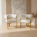 Phoenix Fleece Dining Chairs (Gold/White) Sold as a Set of 2