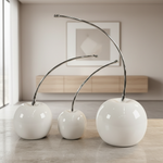White Ceramic Cherries - Contemporary Setting