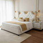 White Mirror Pedestals Luxury Bedroom Setting