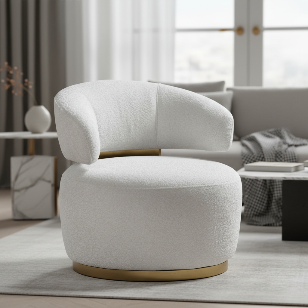 White Swivel Chair Close-Up in Contemporary Setting