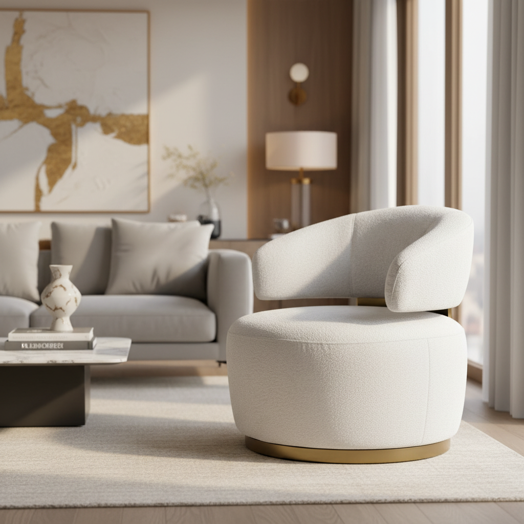 White Swivel Chair in Contemporary Setting