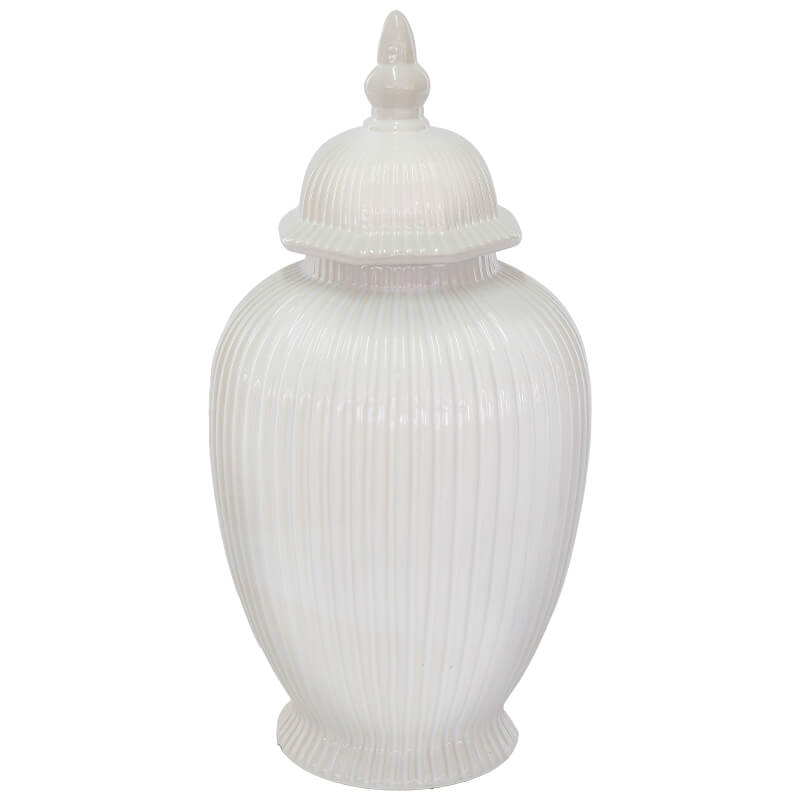 Striped White Line Ginger Jar with lid (40 cm)