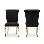 Y-1055 Black Velvet Dining Chair – Front & Back