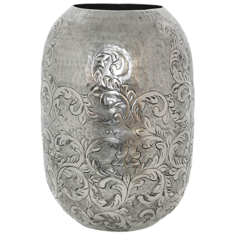 Silver Embossed Bullet Vase (42 cm) - MHF Decor-Delights