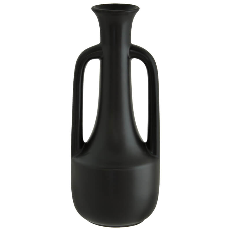 Handled Ceramic Vase Black (9 x 22 cm) - MHF Decor-Delights