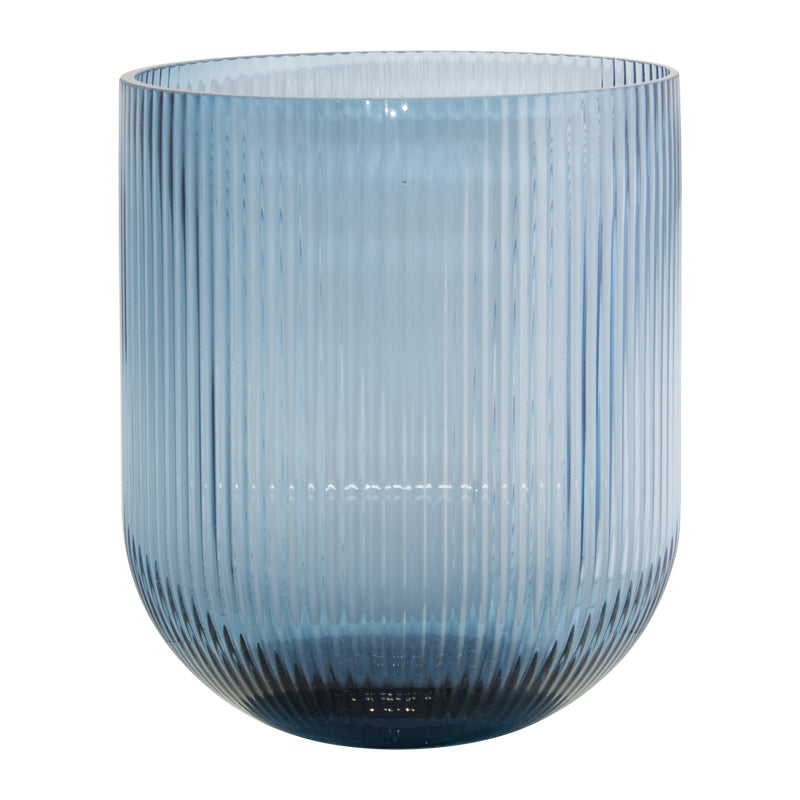 Ribbed Blue Vase (24 cm) - MHF Decor-Delights