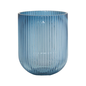 Ribbed Blue Vase (16 cm) - MHF Decor-Delights