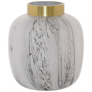 Marble Vase with Gold Metal Rim(25 cm) - MHF Decor-Delights
