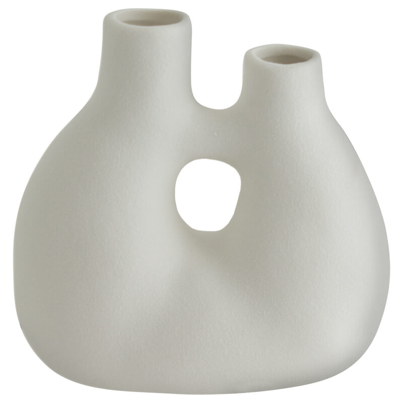 White Ceramic Two Hole Vase - MHF Decor-Delights