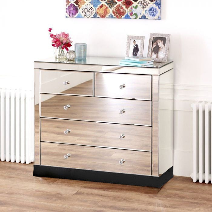 Bridgette Mirror 5 Drawer Chest of Drawers - MHF Decor-Delights