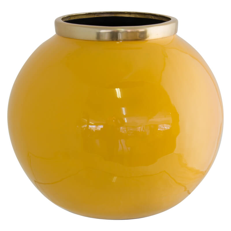 Gold Rim/Yellow Vase (29 x 26 cm) - MHF Decor-Delights