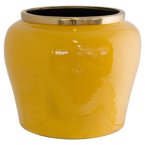 Gold Rim/Yellow Vase (31 x 25 cm) - MHF Decor-Delights