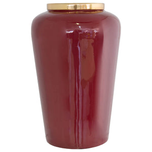 Gold Rim/Red Tall Vase (25 x 37cm) - MHF Decor-Delights