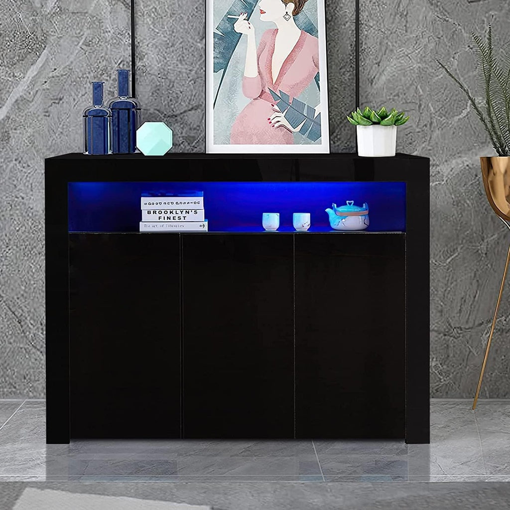 Mitchell Gloss LED Sideboard (Black) - MHF Decor-Delights