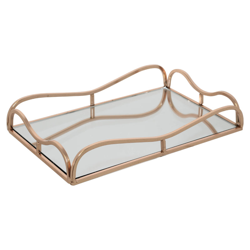 Rose Gold Handled Tray (31x20cm) - MHF Decor-Delights
