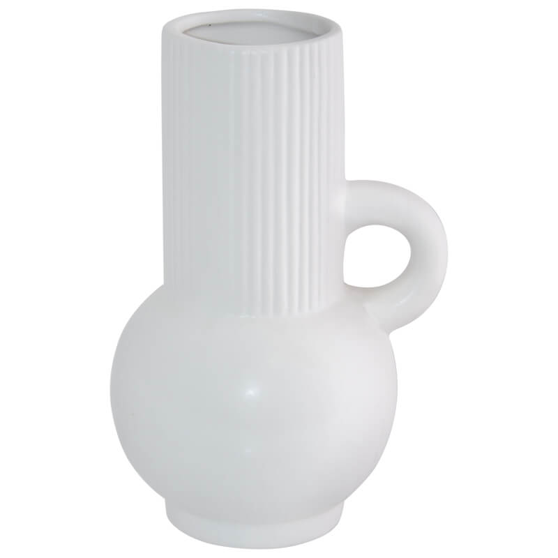 Matt Ribbed White Vase (19 x 11 cm) - MHF Decor-Delights